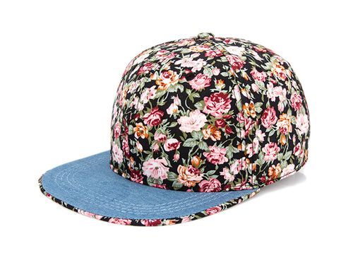 凯维帽业-新款印花花朵时装平沿嘻哈帽 春夏遮阳 韩版订制加工-pm206
